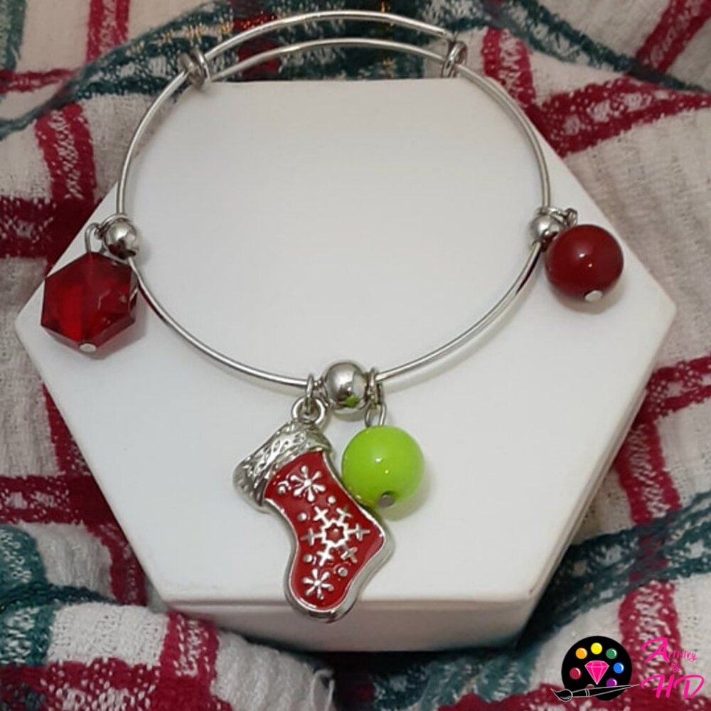 Festive Charm: Red Christmas Stocking Bracelet Style 1